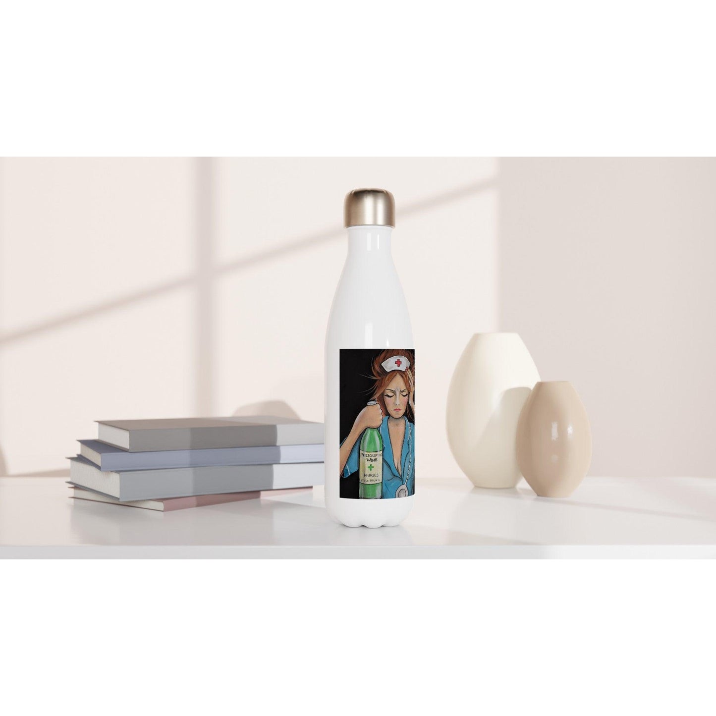 NHS Hell - White 17oz Stainless Steel Water Bottle - Boozenbabes