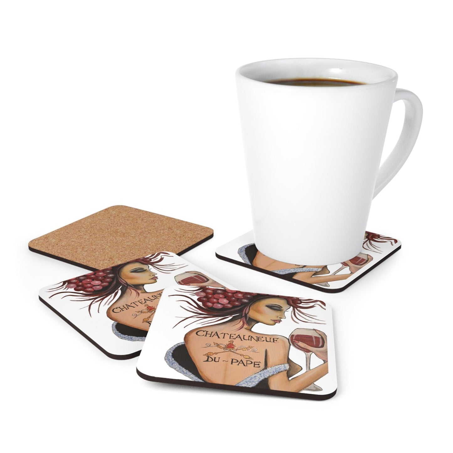French Red Wine Lover - Corkwood Coaster Set - Boozenbabes