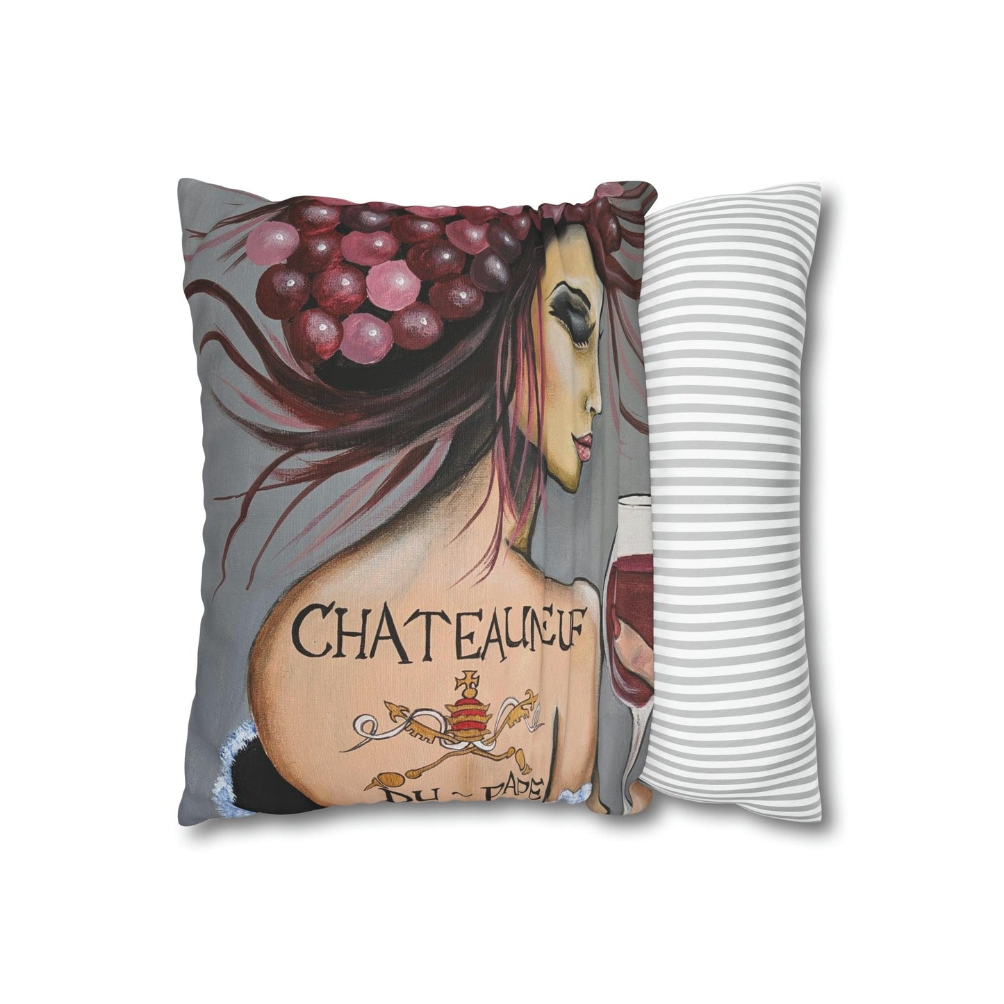 French Red wine Lover - Spun Polyester Pillowcase - Boozenbabes