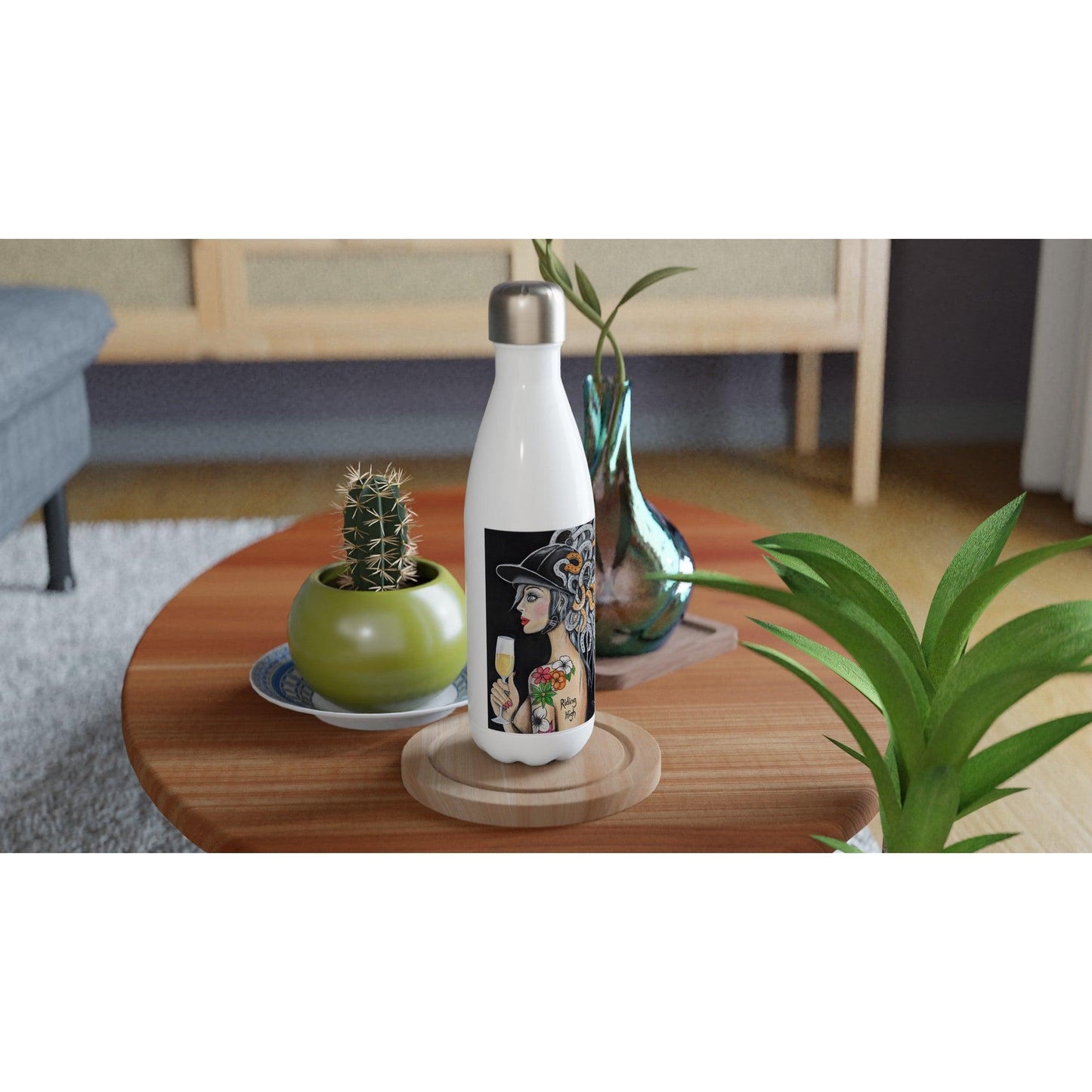 Riding High - The Horse Lovers - White 17oz Stainless Steel Water Bottle - Boozenbabes