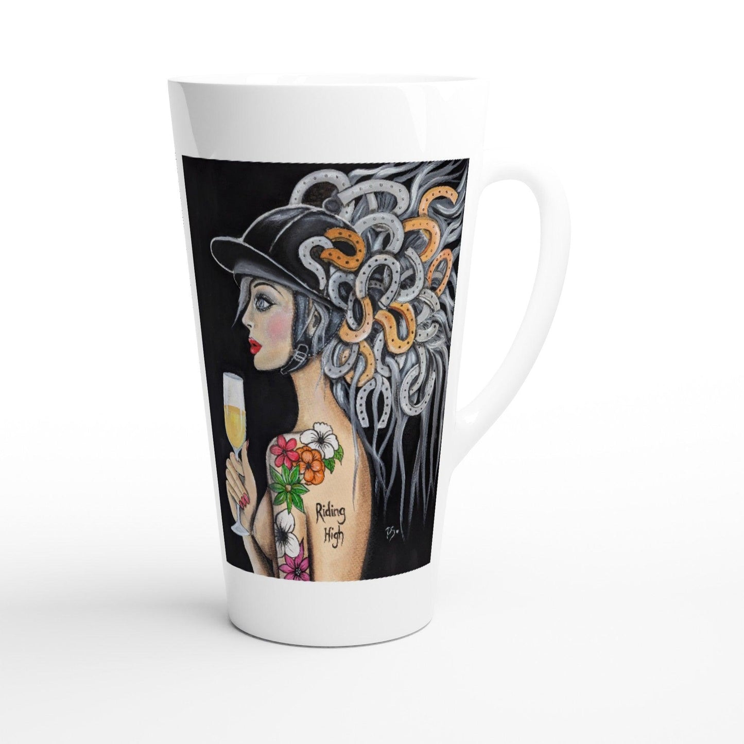 Riding High - The Horse Lovers White Latte 17oz Ceramic Mug - Boozenbabes