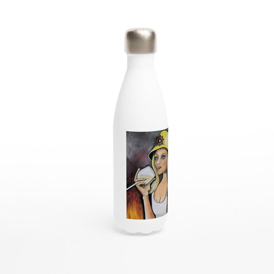 This Girl is on Fire - White 17oz Stainless Steel Water Bottle - Boozenbabes